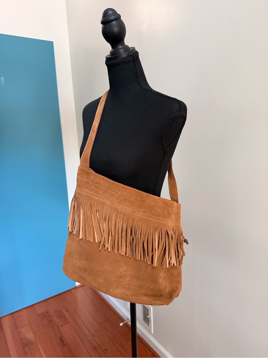 Monzo And Franco Suede Fringe Hobo Shoulder Bag In Tan